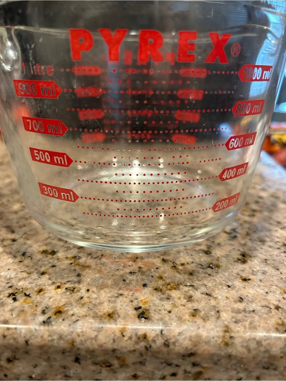 Vintage PYREX 4-Cup 1-Quart 1 Liter Red Lettering Glass Measuring Cup USA 532